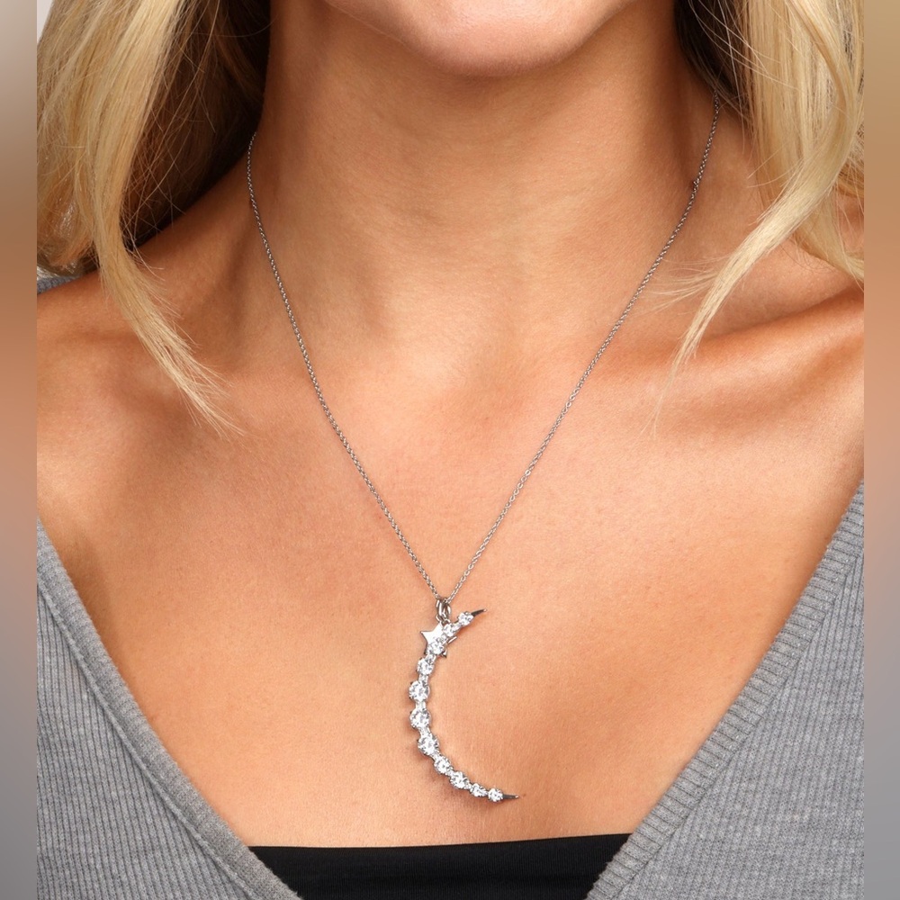 Melinda Maria Silver Crescent Moon Pendant Necklace